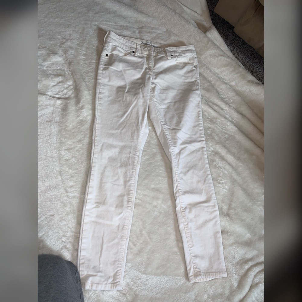 White corduroy Mid Rise Skinny Jeans